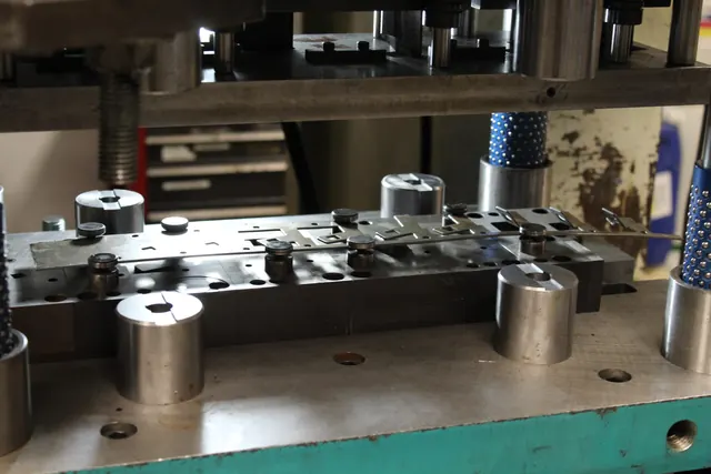 Die set in a stamping press